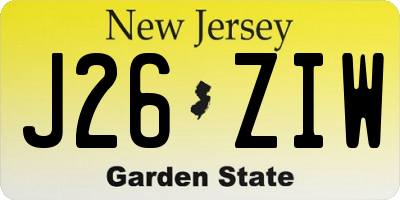 NJ license plate J26ZIW
