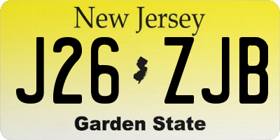 NJ license plate J26ZJB