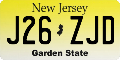 NJ license plate J26ZJD