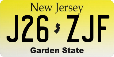 NJ license plate J26ZJF