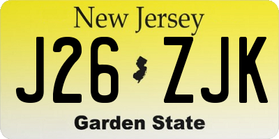 NJ license plate J26ZJK