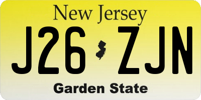 NJ license plate J26ZJN