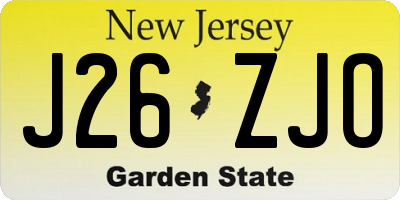 NJ license plate J26ZJO