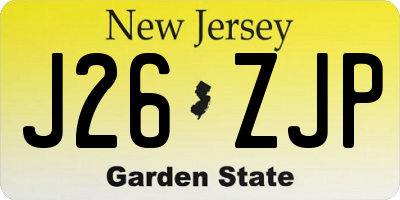 NJ license plate J26ZJP