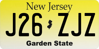 NJ license plate J26ZJZ