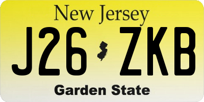 NJ license plate J26ZKB