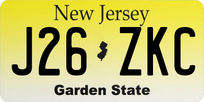 NJ license plate J26ZKC