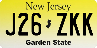 NJ license plate J26ZKK