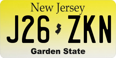 NJ license plate J26ZKN
