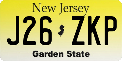 NJ license plate J26ZKP