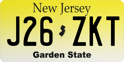 NJ license plate J26ZKT