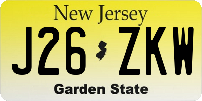 NJ license plate J26ZKW