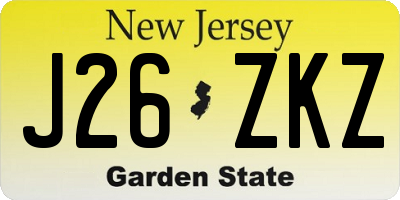 NJ license plate J26ZKZ