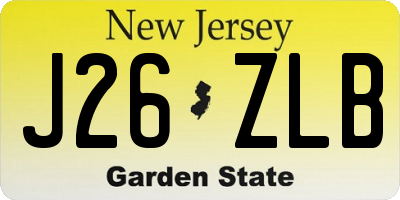 NJ license plate J26ZLB
