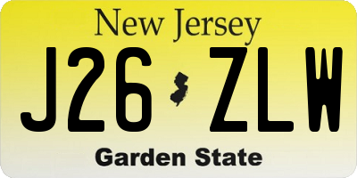 NJ license plate J26ZLW