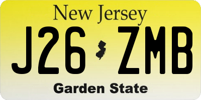 NJ license plate J26ZMB