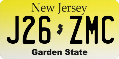 NJ license plate J26ZMC
