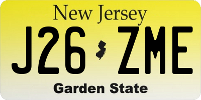NJ license plate J26ZME