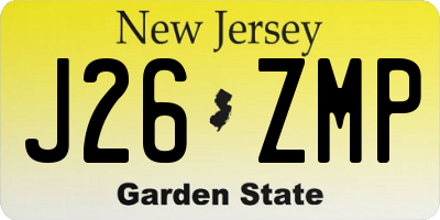 NJ license plate J26ZMP
