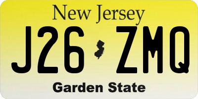 NJ license plate J26ZMQ