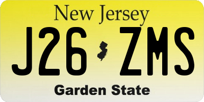 NJ license plate J26ZMS