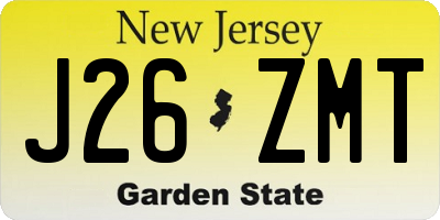NJ license plate J26ZMT