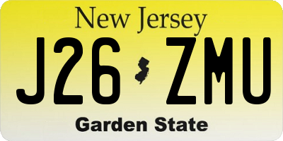 NJ license plate J26ZMU