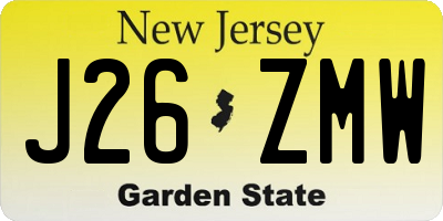 NJ license plate J26ZMW
