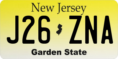 NJ license plate J26ZNA