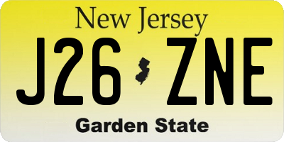 NJ license plate J26ZNE