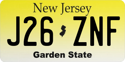 NJ license plate J26ZNF