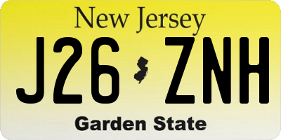 NJ license plate J26ZNH