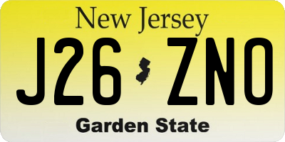 NJ license plate J26ZNO