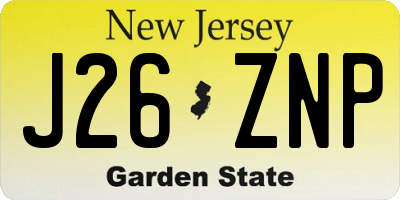 NJ license plate J26ZNP