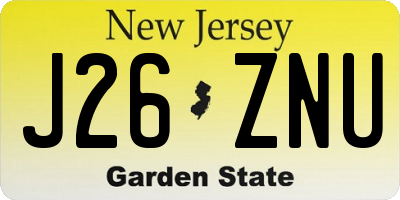 NJ license plate J26ZNU