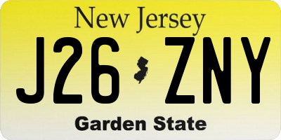 NJ license plate J26ZNY
