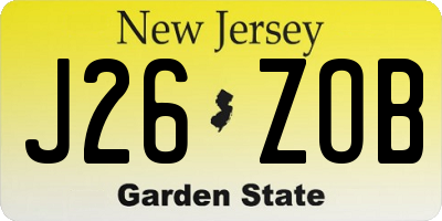 NJ license plate J26ZOB