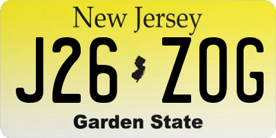 NJ license plate J26ZOG