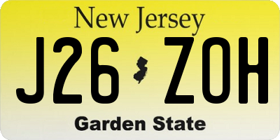 NJ license plate J26ZOH