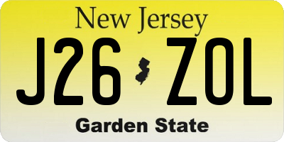 NJ license plate J26ZOL