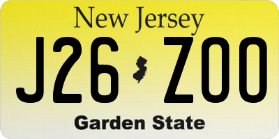 NJ license plate J26ZOO