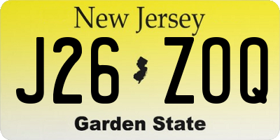 NJ license plate J26ZOQ