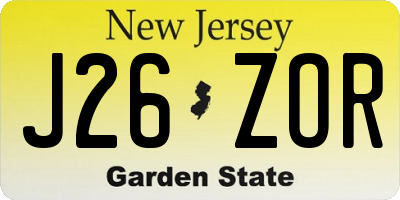 NJ license plate J26ZOR