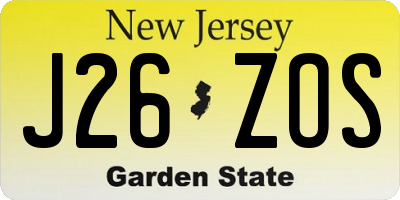 NJ license plate J26ZOS