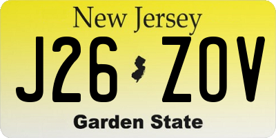 NJ license plate J26ZOV