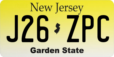 NJ license plate J26ZPC
