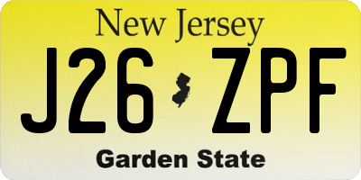 NJ license plate J26ZPF