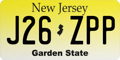 NJ license plate J26ZPP