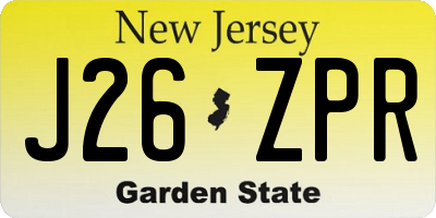 NJ license plate J26ZPR
