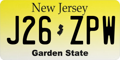 NJ license plate J26ZPW